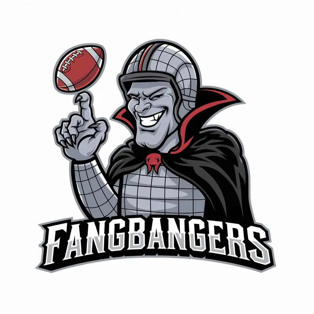 LOGO Design for Fangbangers Bloodbowl Vampire Spinning Gridiron Ball with Helmet Armour Black Cape