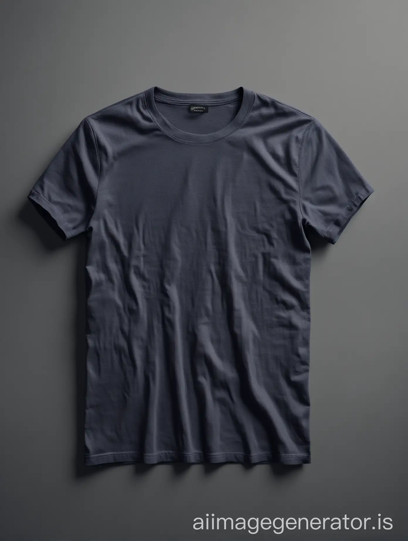 Detailed-Navy-Blue-Cotton-TShirt-on-Light-Grey-Background