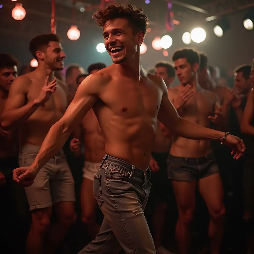 A young man who likes to party, dances with homosexual men, he likes young gay men, and is happy because he has president trump as a dancer, a young man named Alvaro who dances, bounces, jumps and plays with men every day.