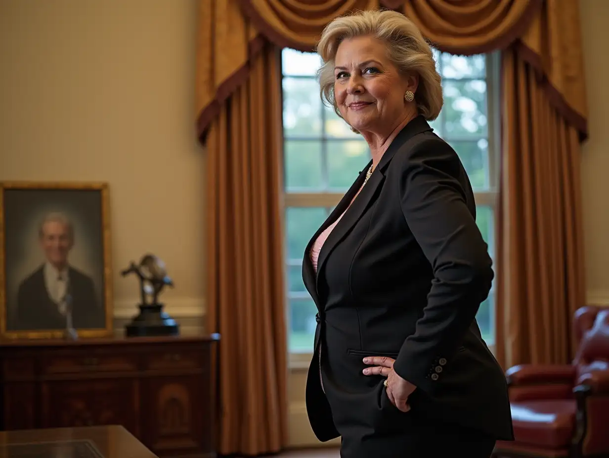 Voluptuous-85YearOld-Posing-for-Calendar-Photoshoot-in-the-Oval-Office