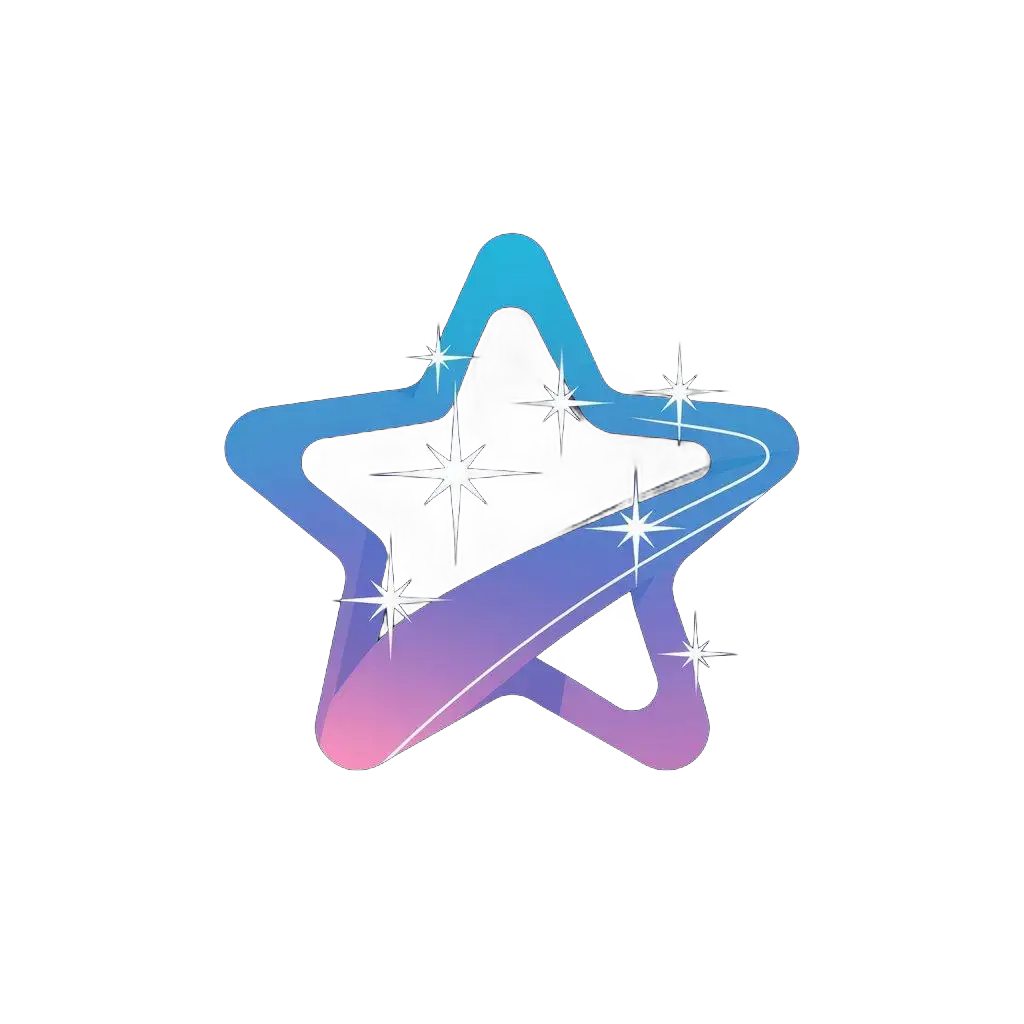 a vector logo design,with the text "starline", main symbol:This star-themed logo is presented in a minimalist and smooth design style, with icon in pure white color and gradient background of blue leaning towards purple. Five stars are shining brightly on the deep blue-purple background, symbolizing hope and dreams. The outline of each star is soft, paired with flowing lines, showing modernity and elegance. The gradient color adds depth and layering to the overall design, creating a mysterious and quiet atmosphere. The design fits WeChat style, simple yet visually impactful, aiming to convey the beautiful idea of connection and communication.,Moderate,clear background