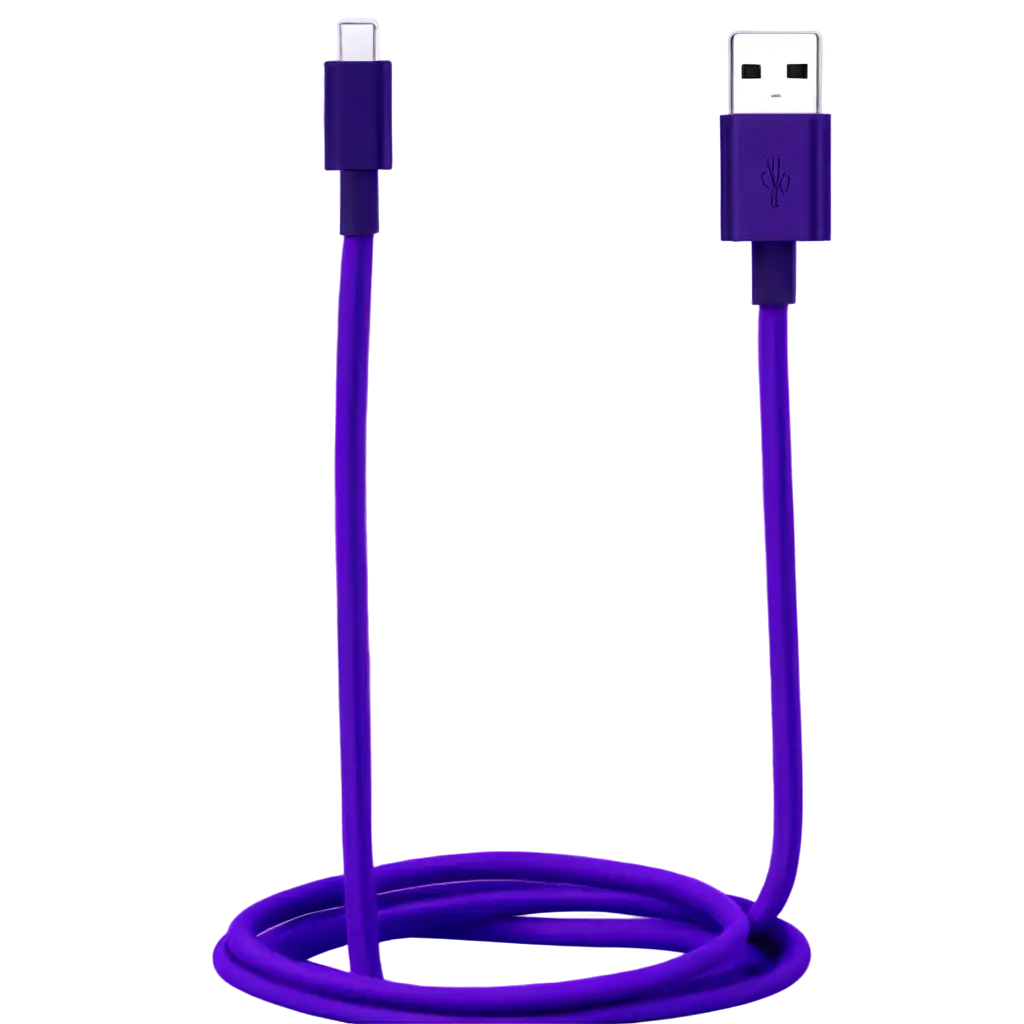 RealisticPNG-Image-Usage-Analysis-Thin-Dark-Purple-Charging-Cable-PNG-with-Violet-Glow-High-Detail-and-Transparent-Background