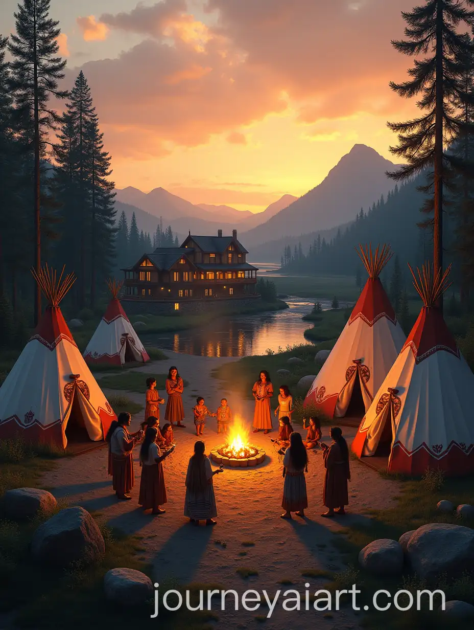 AI-Image-Prompt-ExpansionPeaceful-Native-American-Village-at-Sunset-with-Traditional-Dwellings-and-Cultural-Gathering