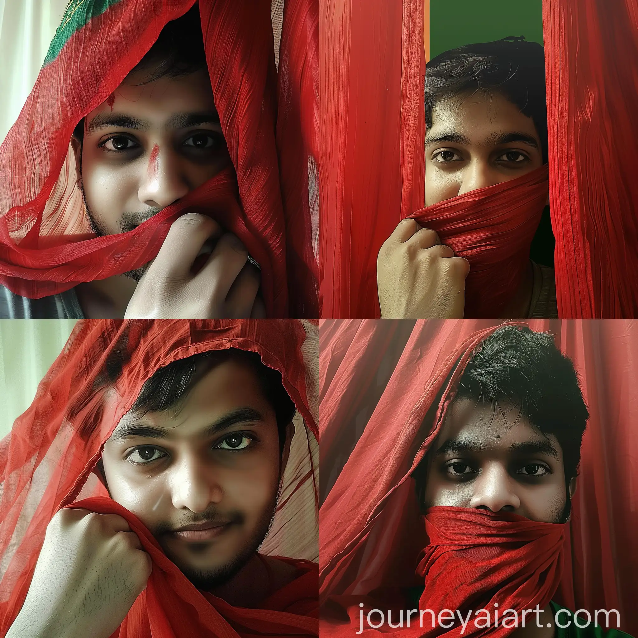 Artistic-Portrait-with-Red-Cloth-Masking-Eyes-and-Mouth-on-Bangladesh-Flag-Background