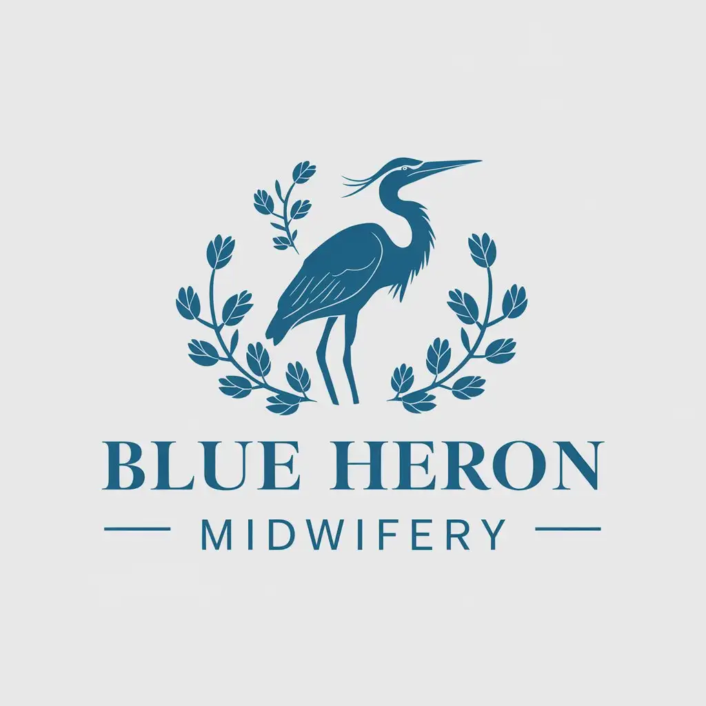 LOGO Design for Blue Heron Midwifery Blue Heron Symbol in Home Family Industry