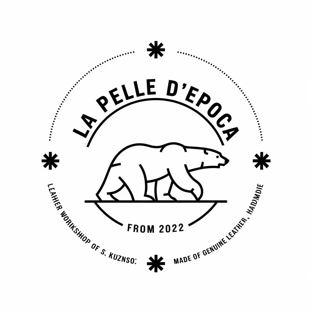 LOGO-Design-for-Leather-Workshop-La-Pelle-dEpoca-with-Polar-Bear-Symbol