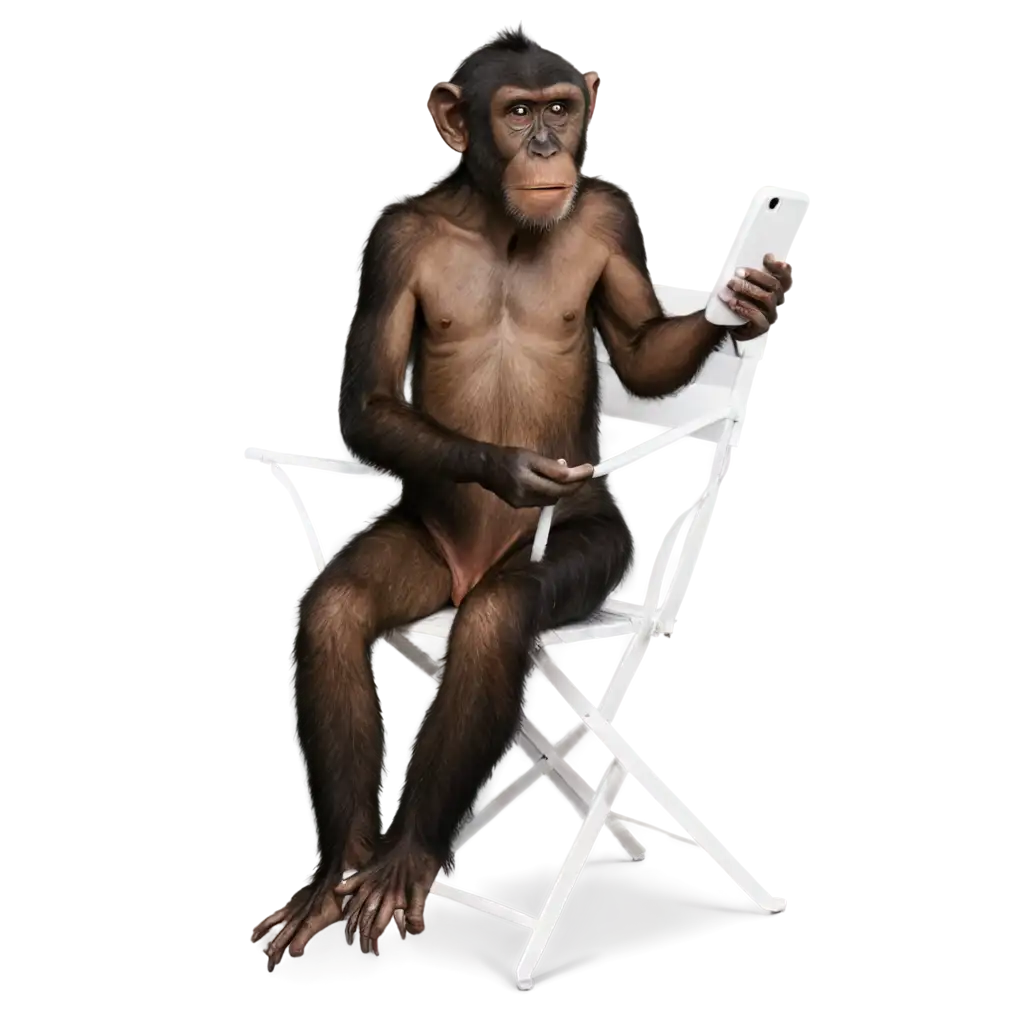 Monkey-Sitting-on-Chair-Playing-with-Phone-PNG-Image-High-Quality-and-Clarity