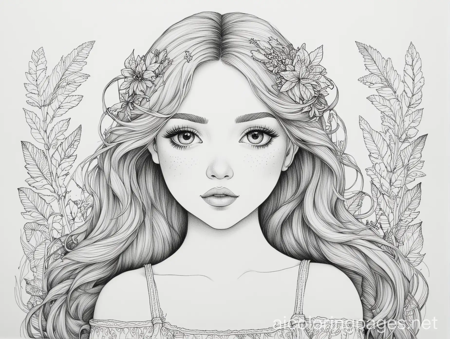 Brianna bunting, Coloring Page, black and white, line art, white background, Simplicity, Ample White Space
