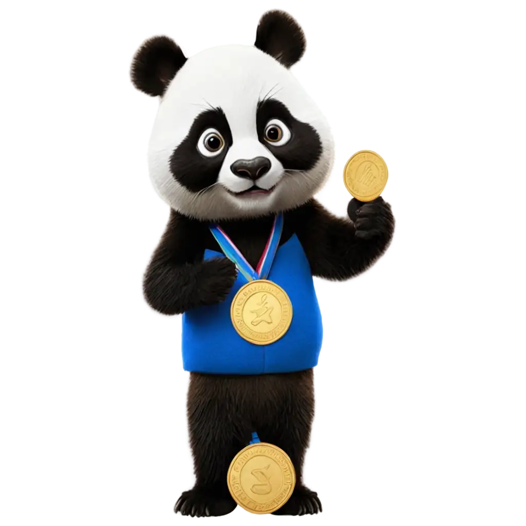 PNG-Image-of-a-Panda-with-a-Gold-Medal-Capturing-Excellence-in-Wildlife-Art