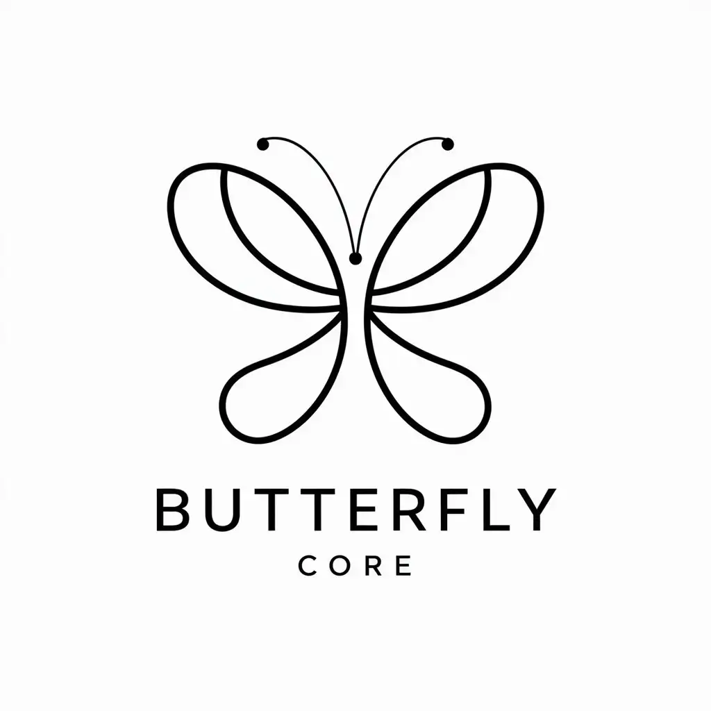 a vector logo design,with the text "Butterfly core", main symbol:abstract butterfly shape super simple elegant curves technology feeling,Minimalistic,be used in Technology industry,clear background