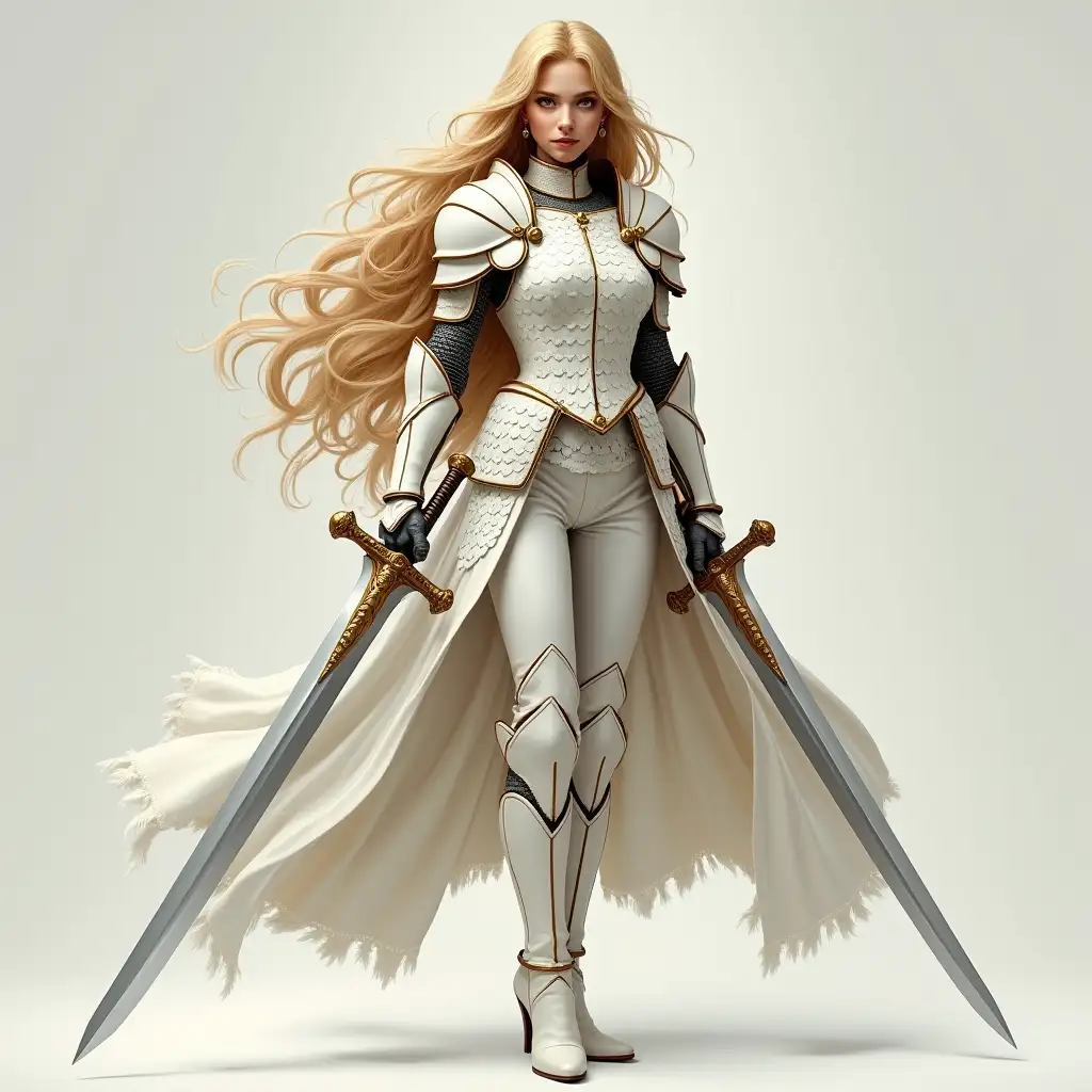 Young-Female-Paladin-with-Golden-Hair-and-Luminous-Eyes-in-White-Armor-and-Two-Swords