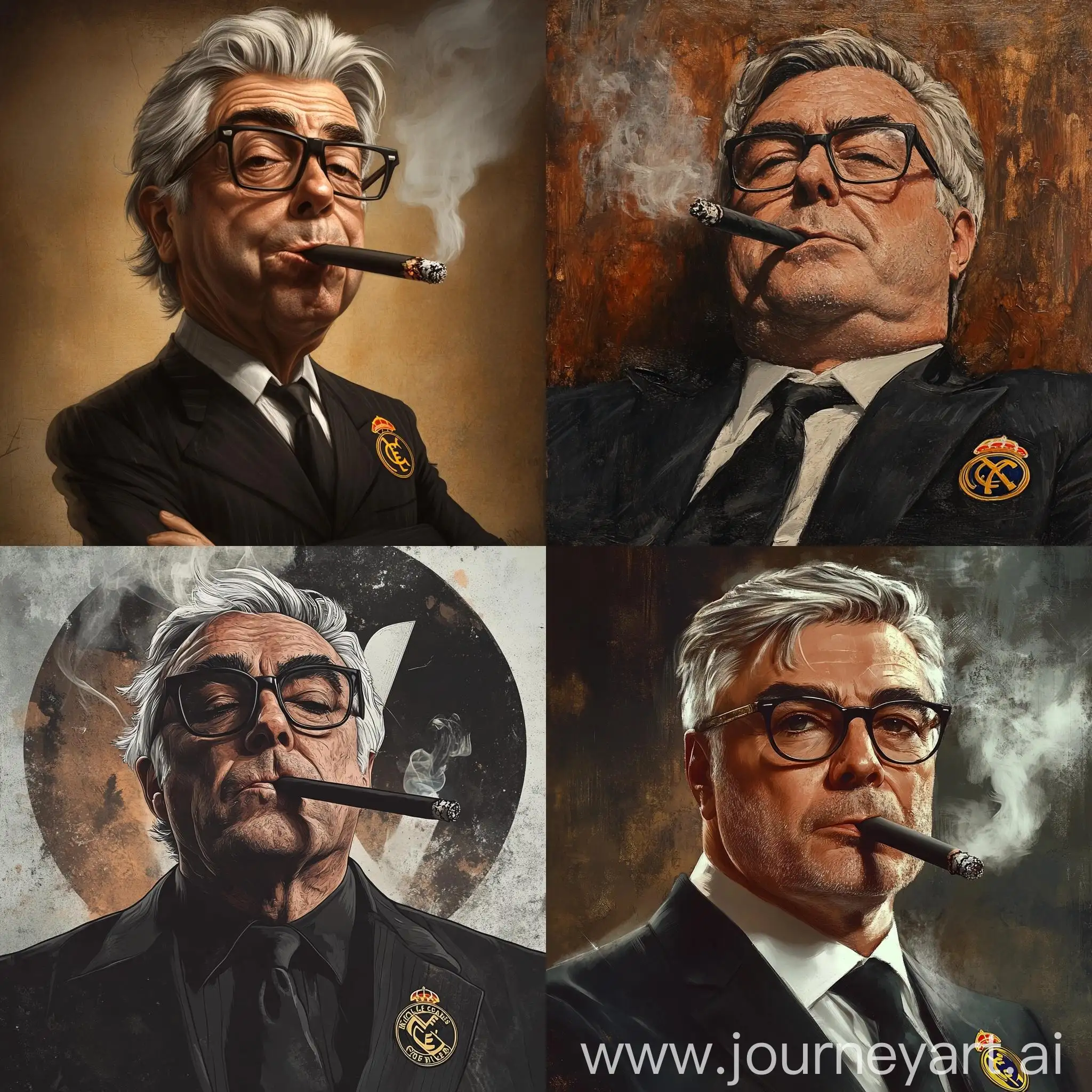 Carlo-Ancelotti-Smoking-Cigar-in-Tom-and-Jerry-Style-Art