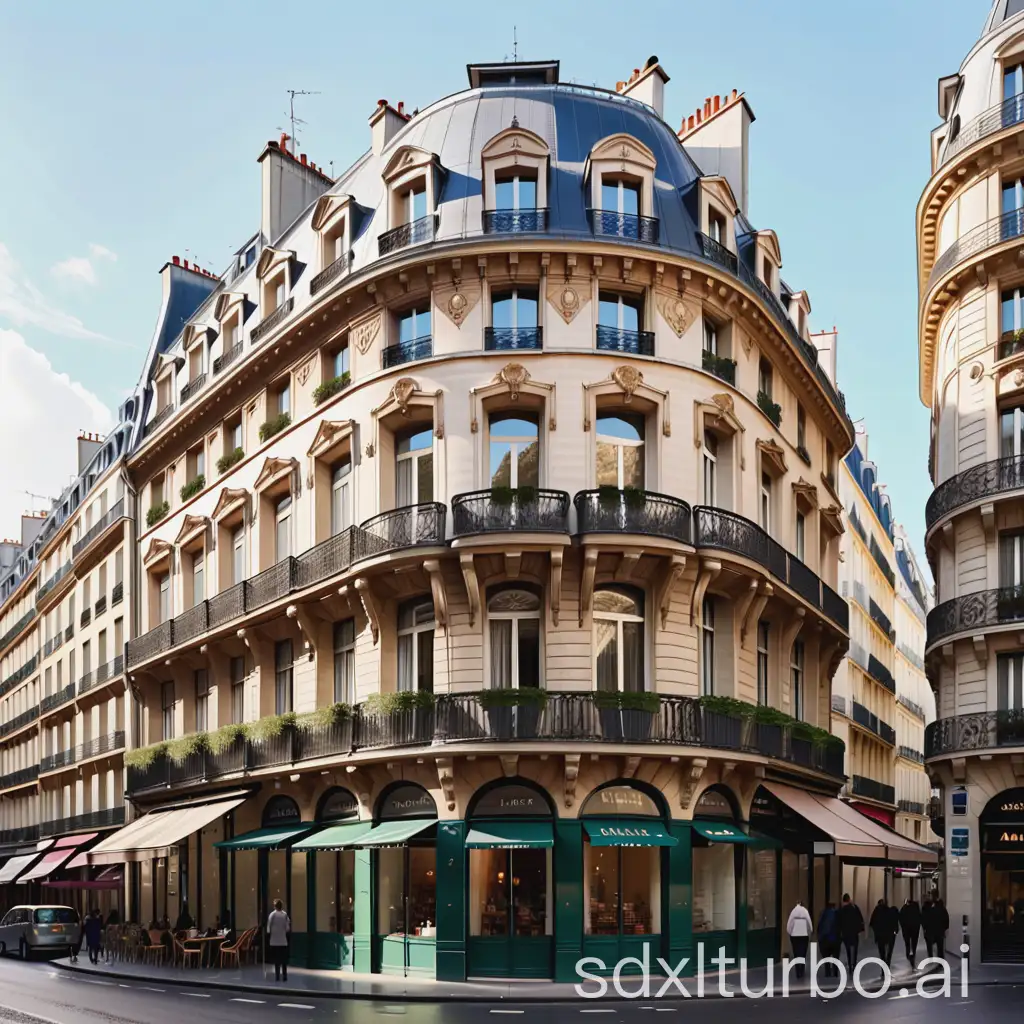 Art-Nouveau-Drawing-of-a-19th-Century-Building-with-Shops-and-Apartments