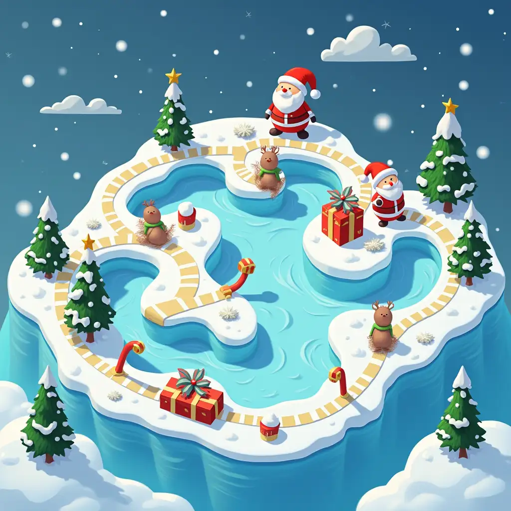 A Christmas map with obstacles for Genibot to navigate.