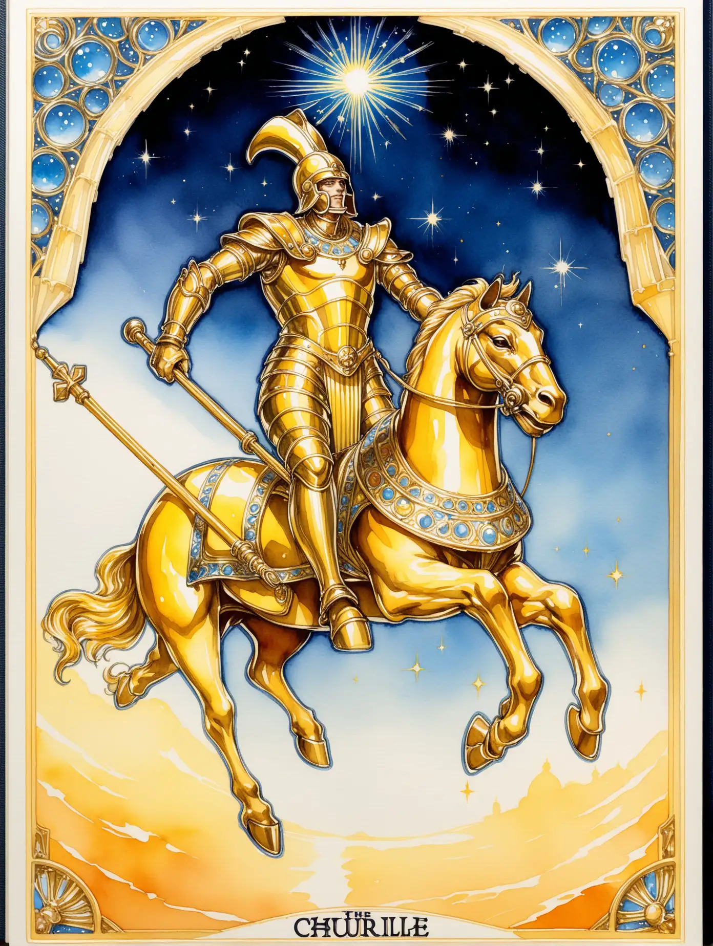 Watercolor-Tarot-Card-of-The-Chariot-Symbolizing-Success-and-Victory