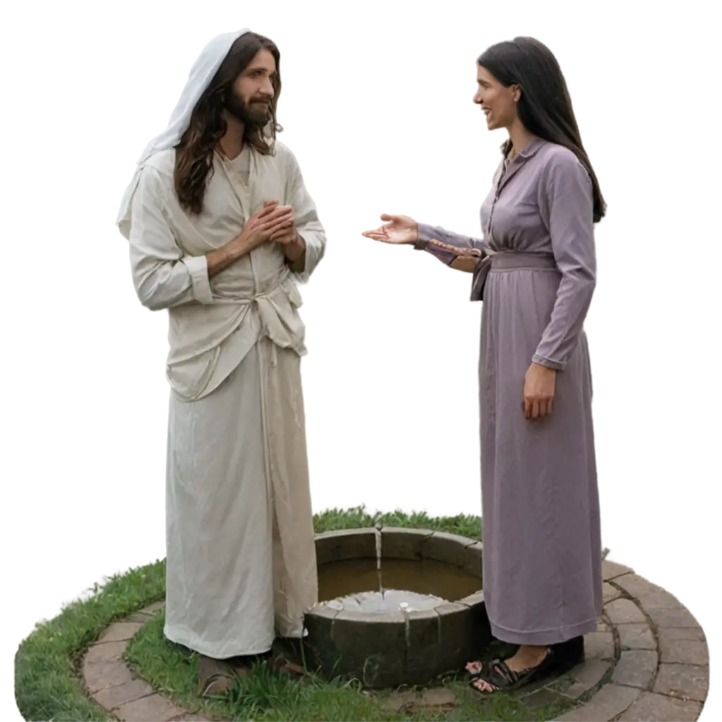 Jesus-Talking-to-a-Woman-at-the-Well-PNG-Image-Enhancing-Clarity-and-Detail