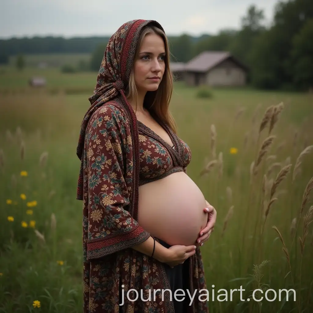 Pregnant-Ukrainian-Woman-in-Traditional-Village-Setting