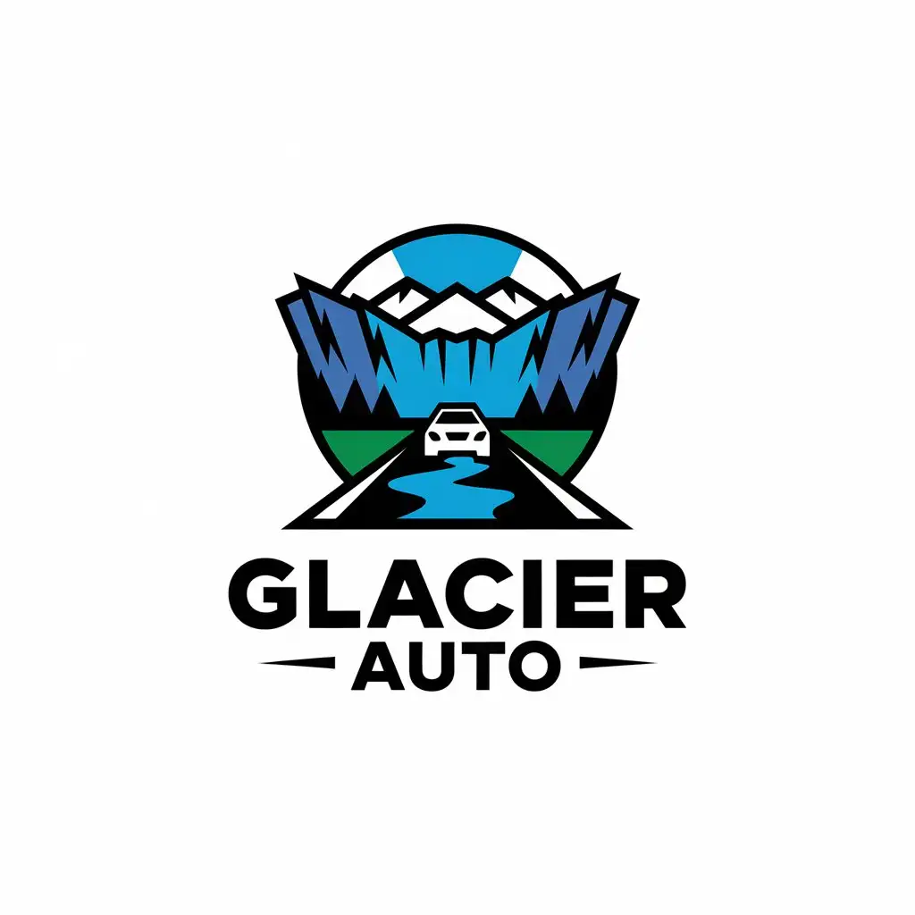 LOGO Design for Glacier Auto Glaciers Rivers and Automotive Industry Theme with Clear Background