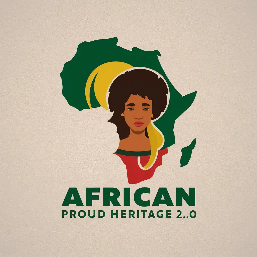 LOGO Design For African Proud Heritage 20 Afro Lion Head on Africa Map with Green Yellow Red Background