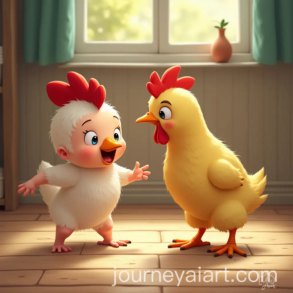 Baby-Fighting-a-Chicken-in-a-Playful-Battle