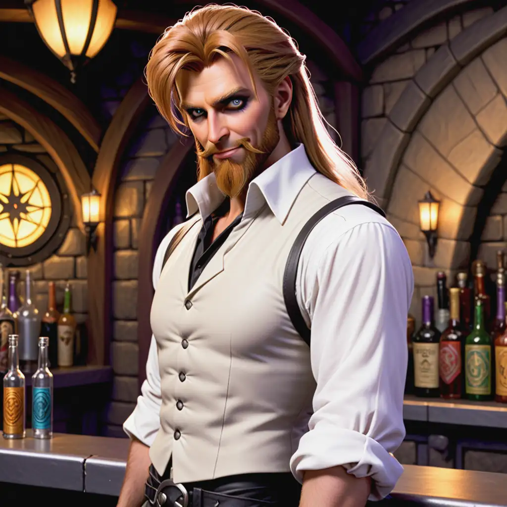 Bartender with Kind Eyes and Disarming Smile in Dungeons and Dragons Game Character Portrait