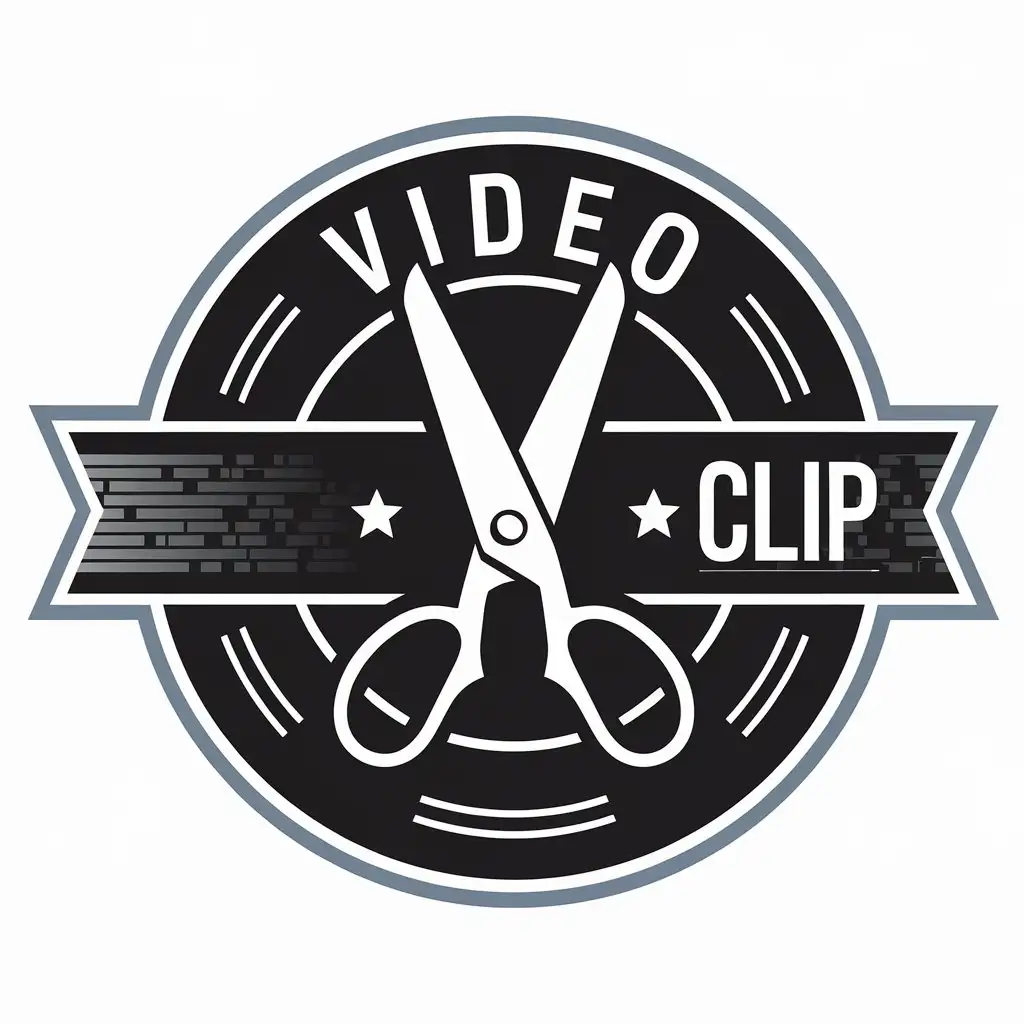 a vector logo design,with the text "video clip", main symbol:scissors,Moderate,be used in Internet industry,clear background