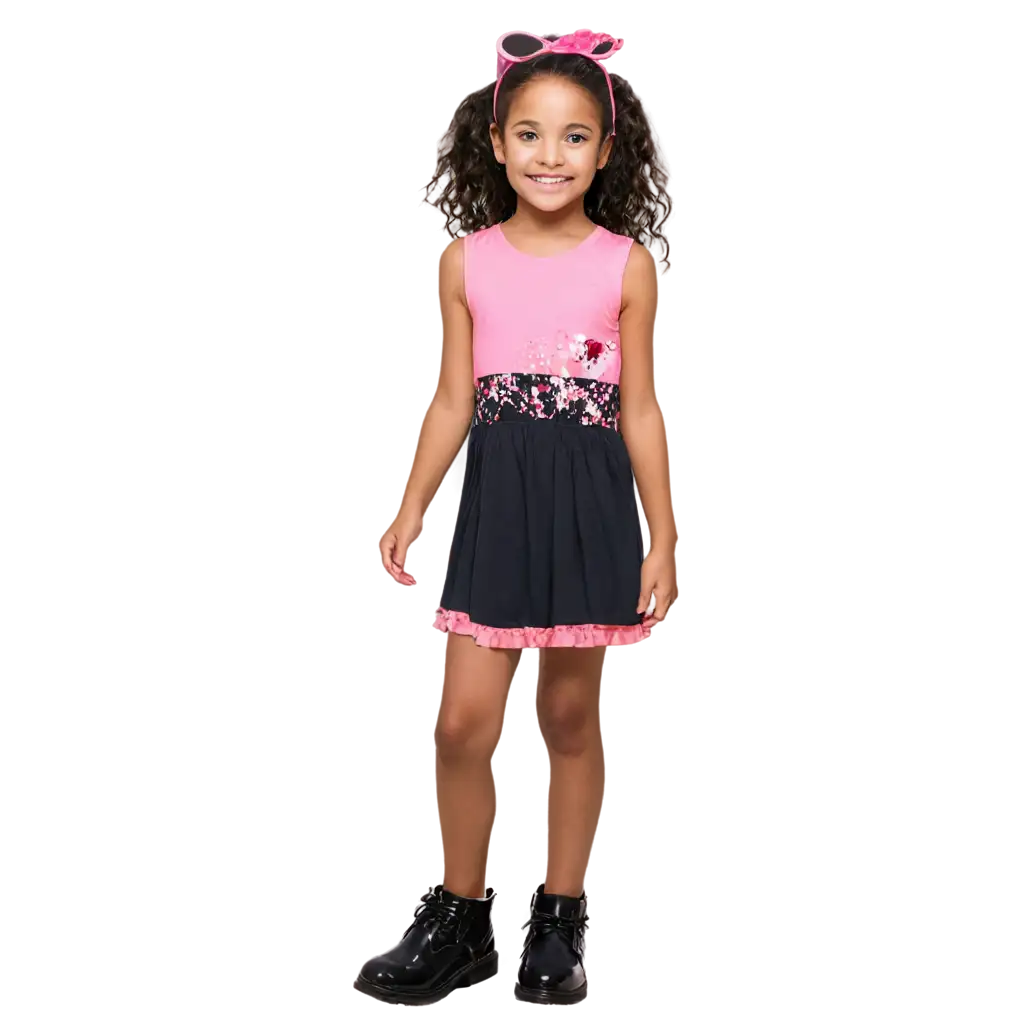 Smiling-Girl-in-Pink-Dress-PNG-Image-with-Black-Footwear-HighQuality-Image-for-Various-Uses