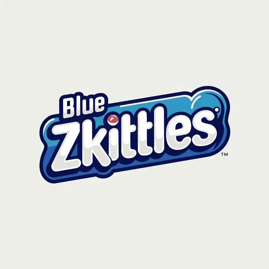 LOGO Design for Blue Zkittles Typography Logo with Blue Skittle Symbol and Clear Background