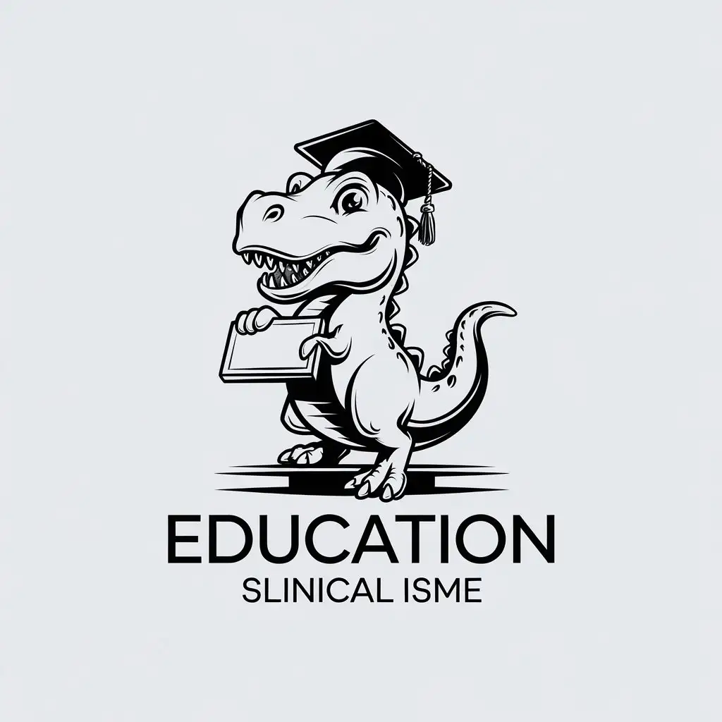 LOGO Design for Education Cute Cartoon Tyrex Dinosaur with Academic Cap and Plaque