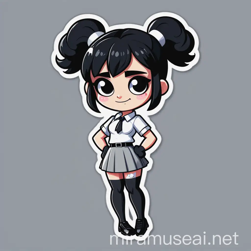 Pixelated Powerpuff Girl in Cartoon Sticker Style