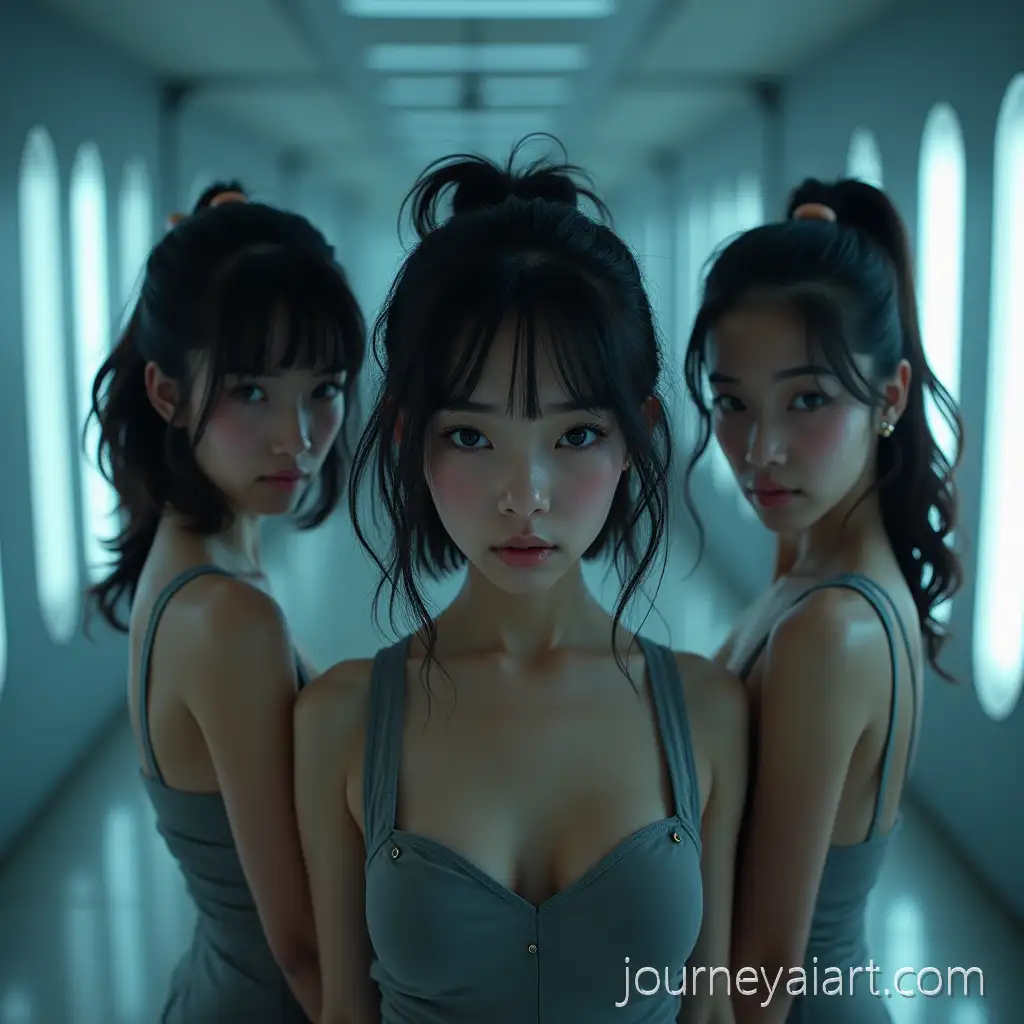 Three-Attractive-Asian-Girls-in-Futuristic-Survival-Game-ArenaAI-Art-Prompt-Expansion-with-Fearful-Expressions