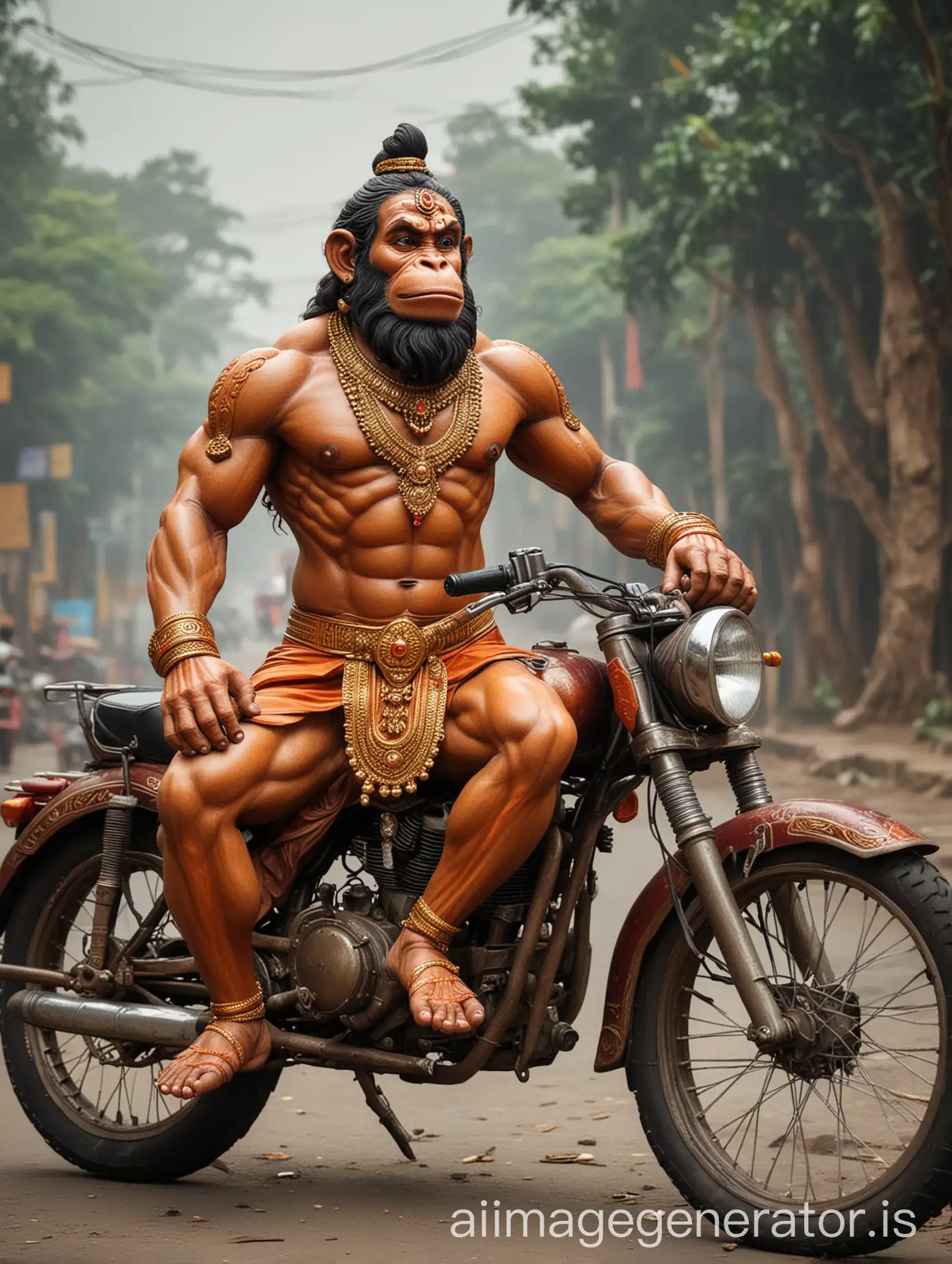 Hanuman-Deity-Riding-Motorcycle-in-Modern-India