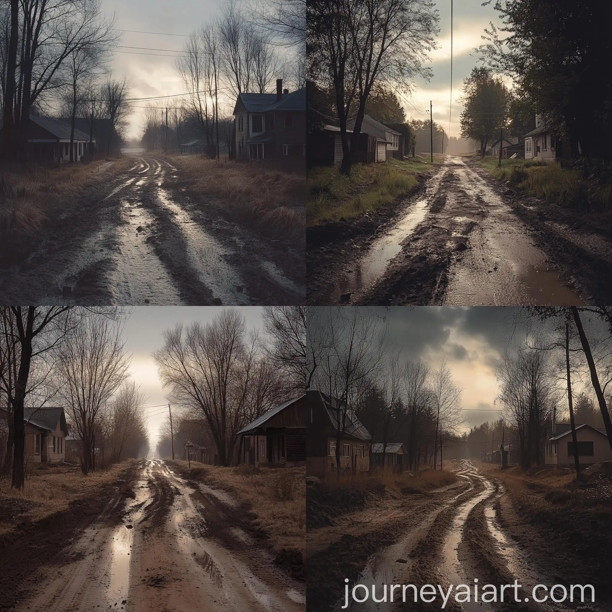 Muddy-Dirt-Road-Landscape-Without-Houses