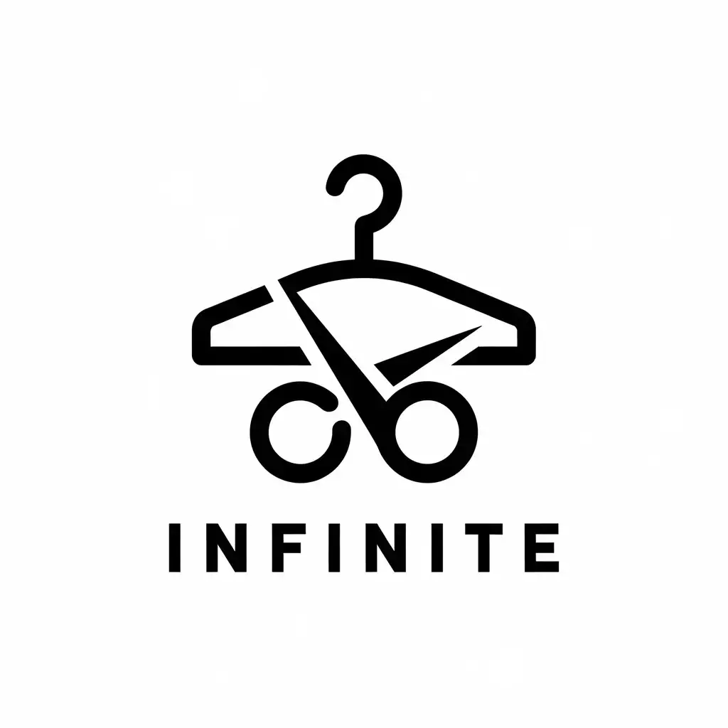 a vector logo design,with the text "Infinite", main symbol:clothes and scissors and not yet finished,Moderate,be used in clothes industry,clear background