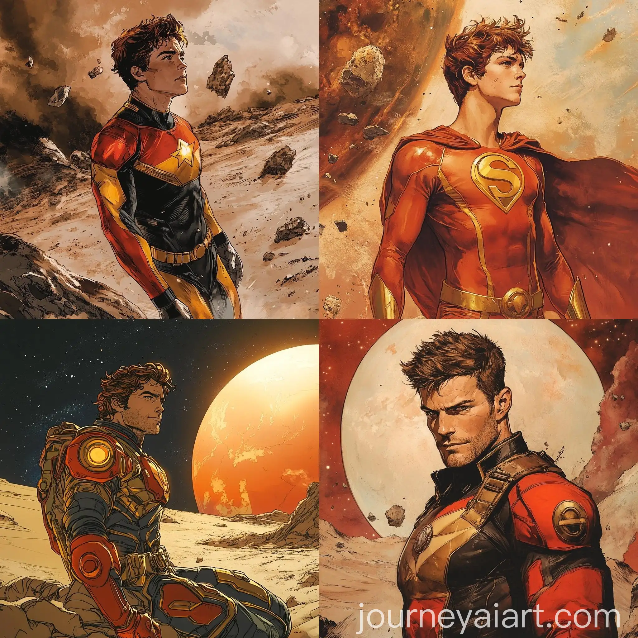 Superhero-with-Brown-Hair-Standing-on-Mars-in-Comic-Book-Art