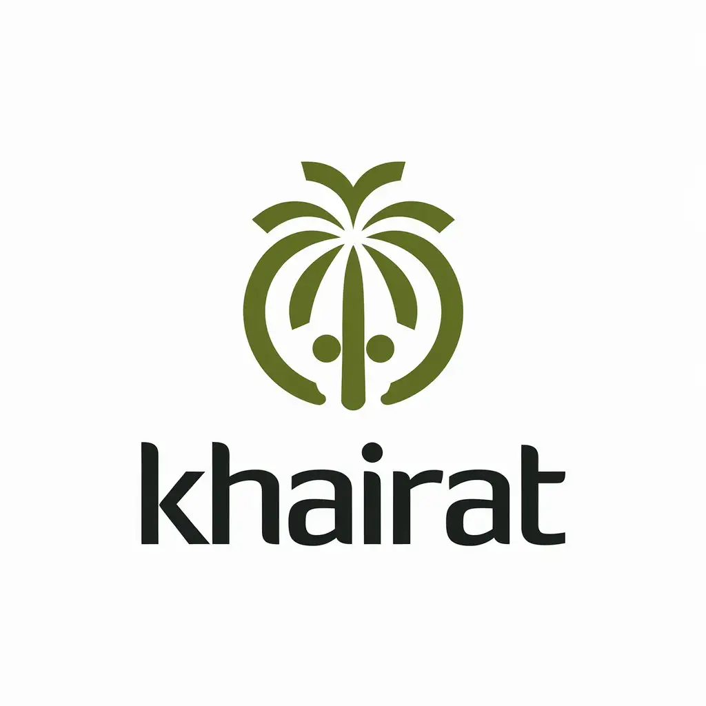 a vector logo design,with the text "khairat", main symbol:date palm,Moderate,be used in Retail industry,clear background