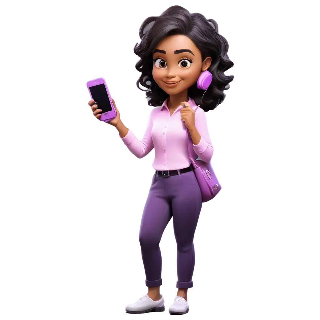 purple color cartoon mobile phone