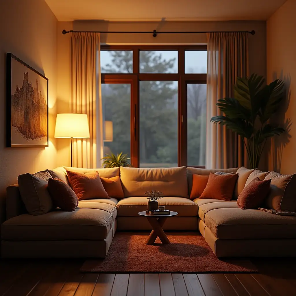 Cozy-Living-Room-with-Overstuffed-Sofas-and-Evening-Lamp-Light