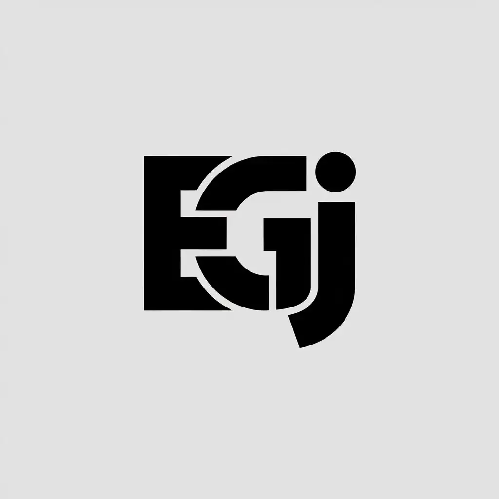 LOGO Design for EGJ Minimalistic Black and White with Clear Background and Simple Graphic Elements