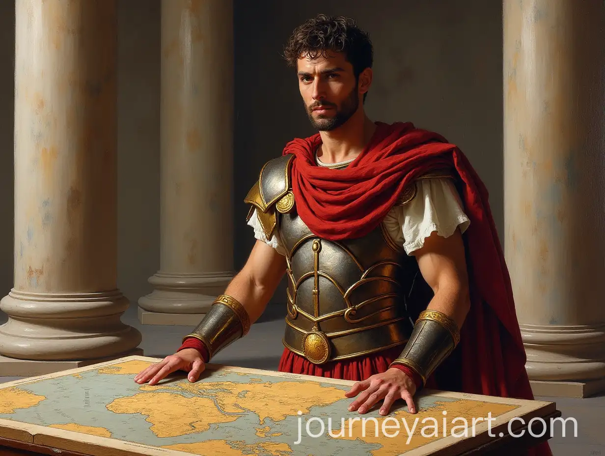 Roman-Centurion-in-Marble-Palace-with-Empire-Map-Renaissance-Oil-Painting