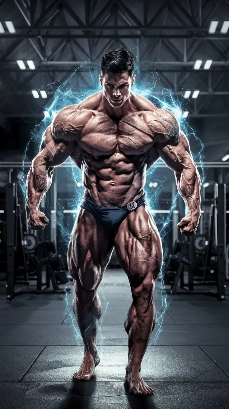 Powerfully-Muscled-Bodybuilder-Transforming-Into-Hyperman-in-Luminous-Gym-at-Night