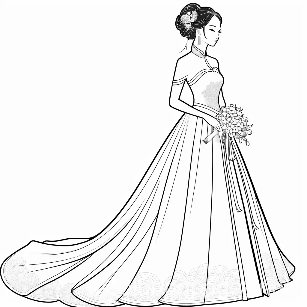 Chinese-Woman-in-Wedding-Dress-Coloring-Page