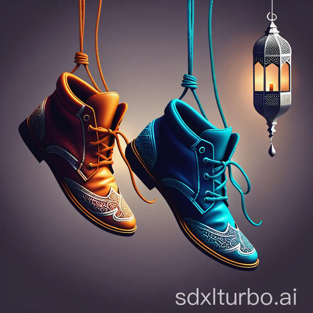 Shoes-Hanging-on-Laces-Creating-a-Festive-Ramadan-Mubarak-Atmosphere