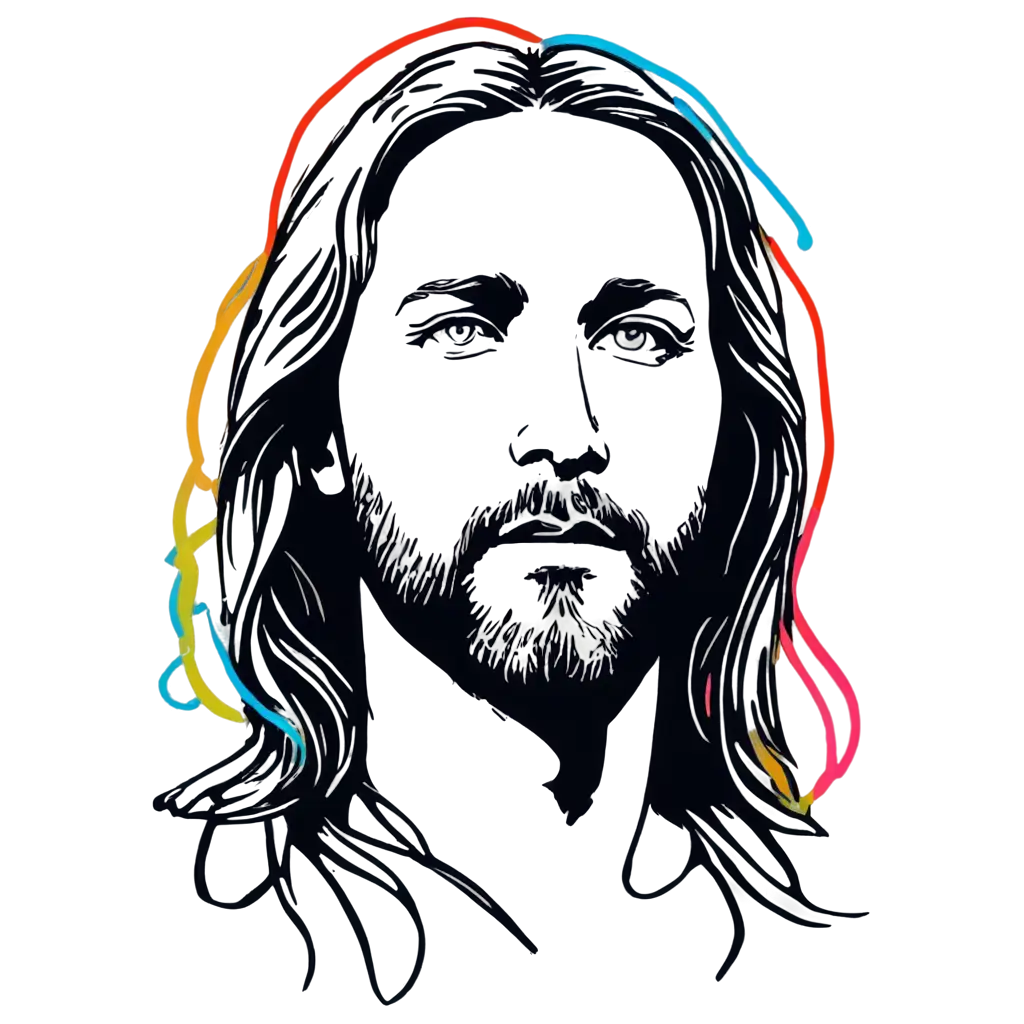 Colorful-Jesus-Face-Sketch-PNG-Image-for-Artistic-and-Digital-Use