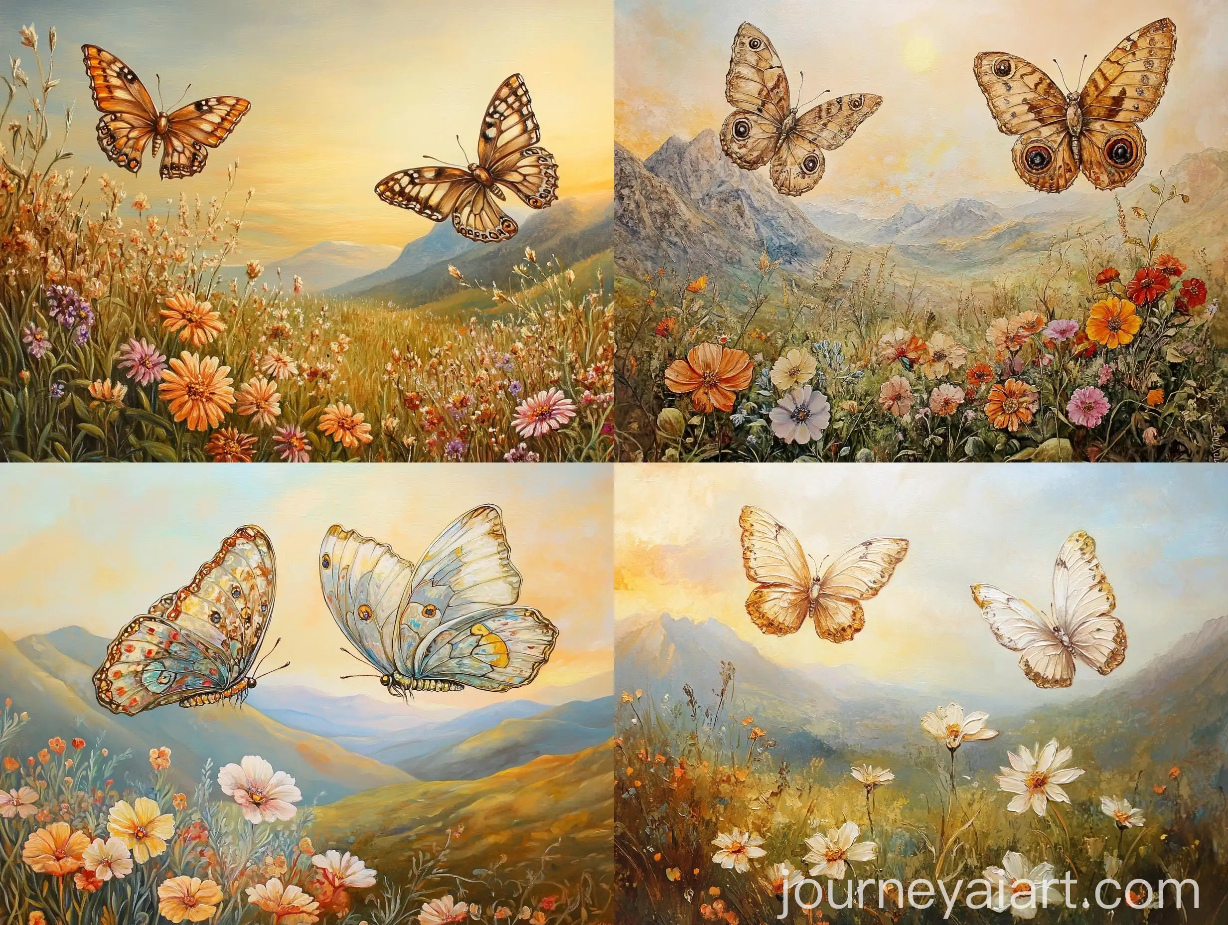 Serenity-in-Nature-Butterflies-and-Flower-Field-at-Sunset