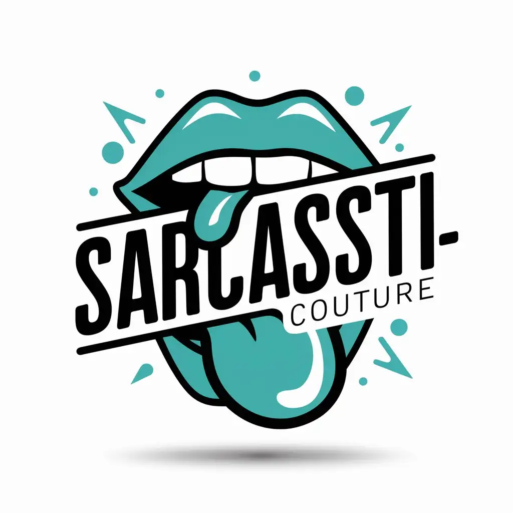 LOGO Design for SarcastiCouture Teal and Black with Pretty Mouth and Tongue Theme for Tshirt Brand