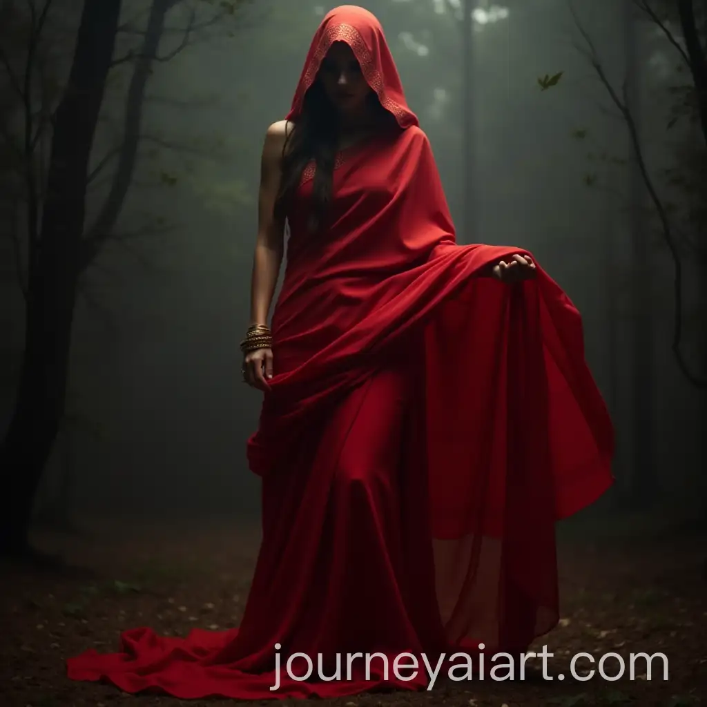 Haunting-Indian-Lady-Ghost-in-Red-Saree