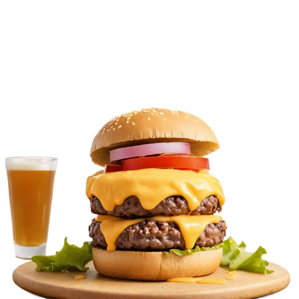 Burger-with-Melted-Cheese-PNG-HighQuality-Transparent-Image-for-Design-Web-Use