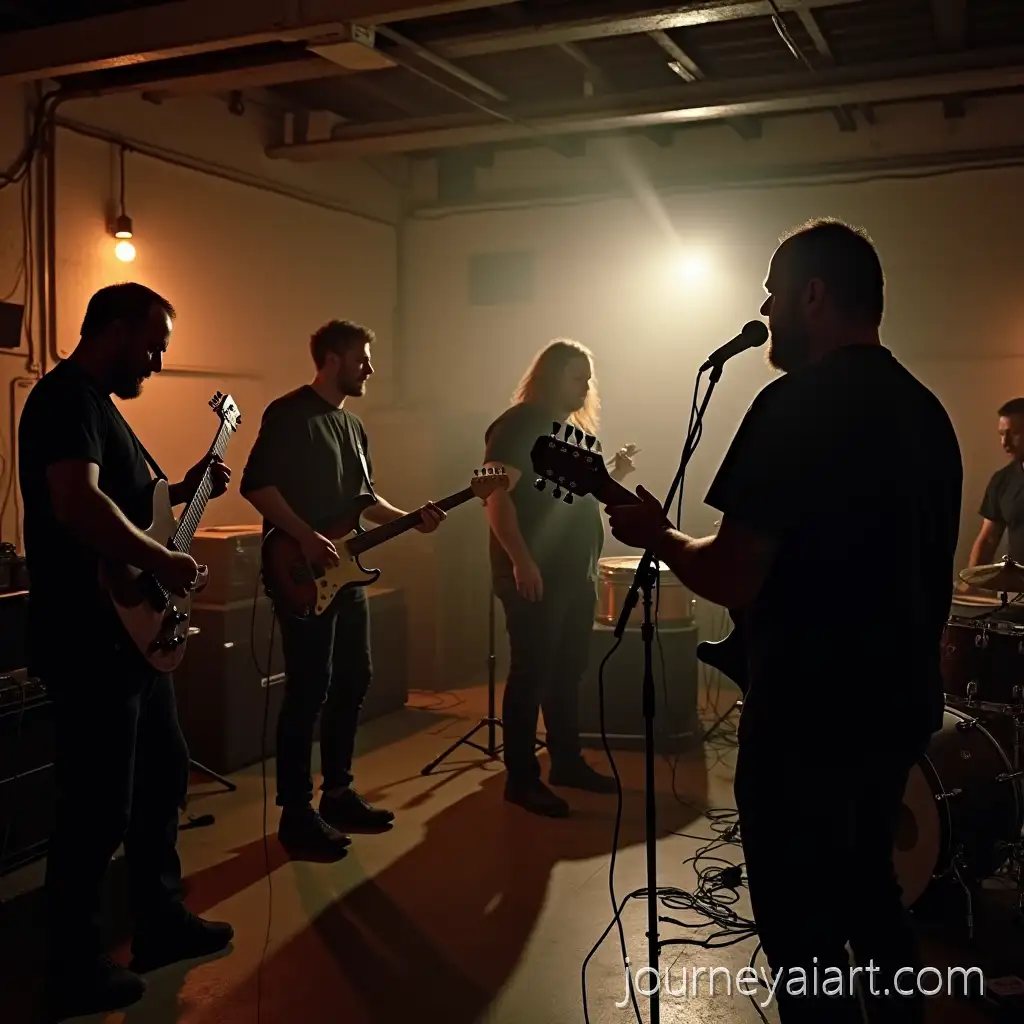 Progressive-Metal-Band-Rehearsing-in-Industrial-Rehearsal-Room-in-East-London