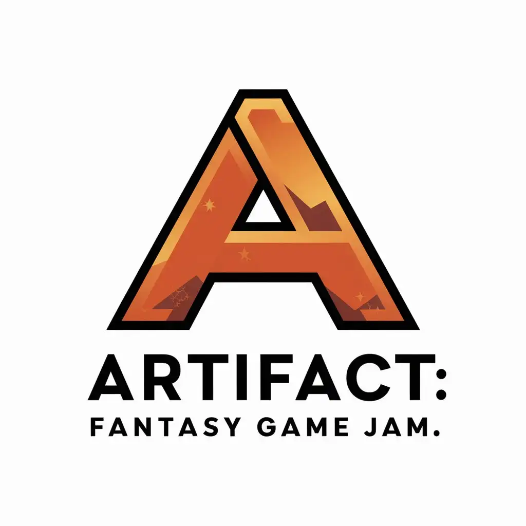 a vector logo design,with the text "Artifact: Fantasy Game Jam", main symbol:A,Moderate,be used in Technology industry,clear background